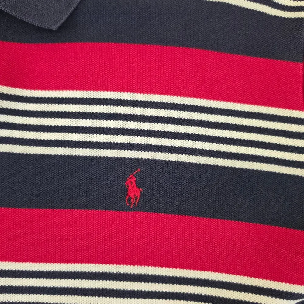Ralph Lauren Polo Golf Men's XL Red Blue White Striped Short Sleeve Polo